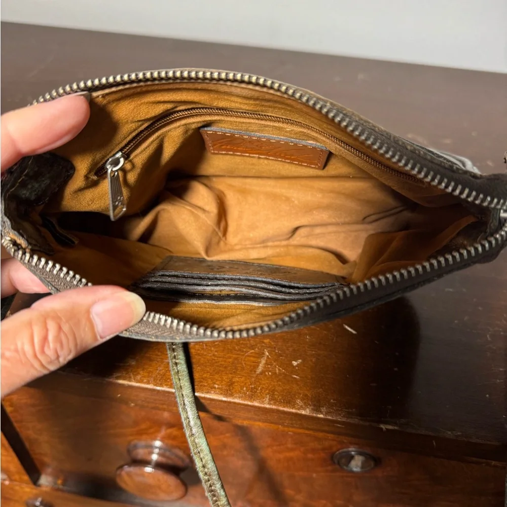 Patricia Nash Turquoise Floral Embossed Leather Crossbody Bag - Picture 8 of 11